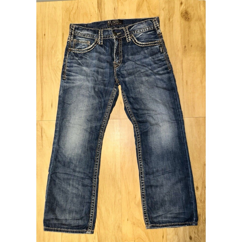 Silver Jeans Co. ZAC Mens 34 30 Baggy Straight Leg Hip Hop Crazy Fade EUC